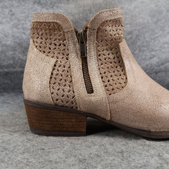 Corkys Shoes Womens 10 Booties Fashion Leather Double Zip Perforated Block Heel - Picture 3 of 16